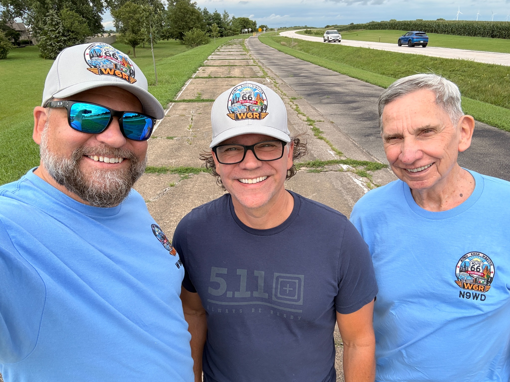 Three hams together on Old Route 66