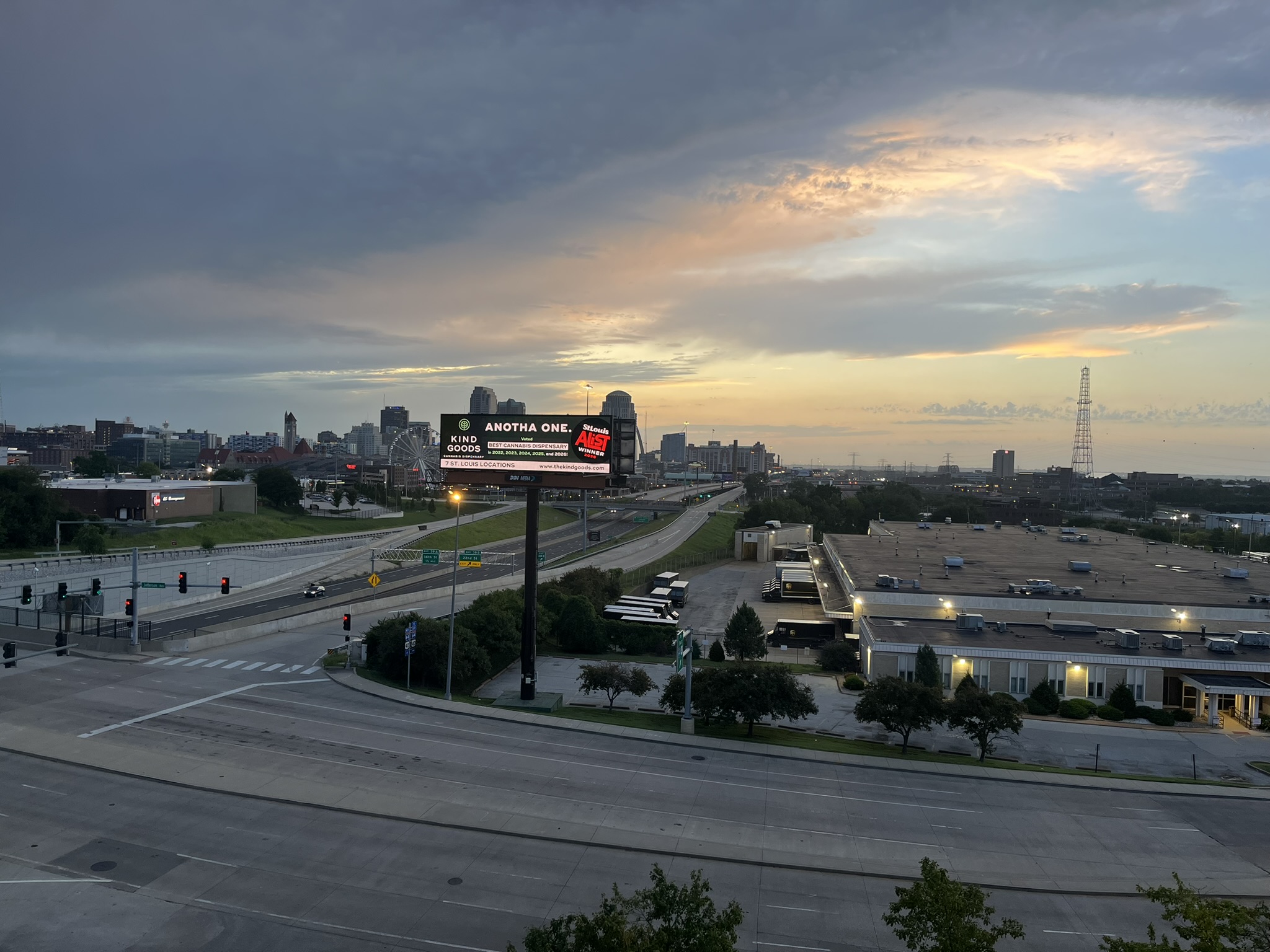 Sunrise over St. Louis from our hotel patio