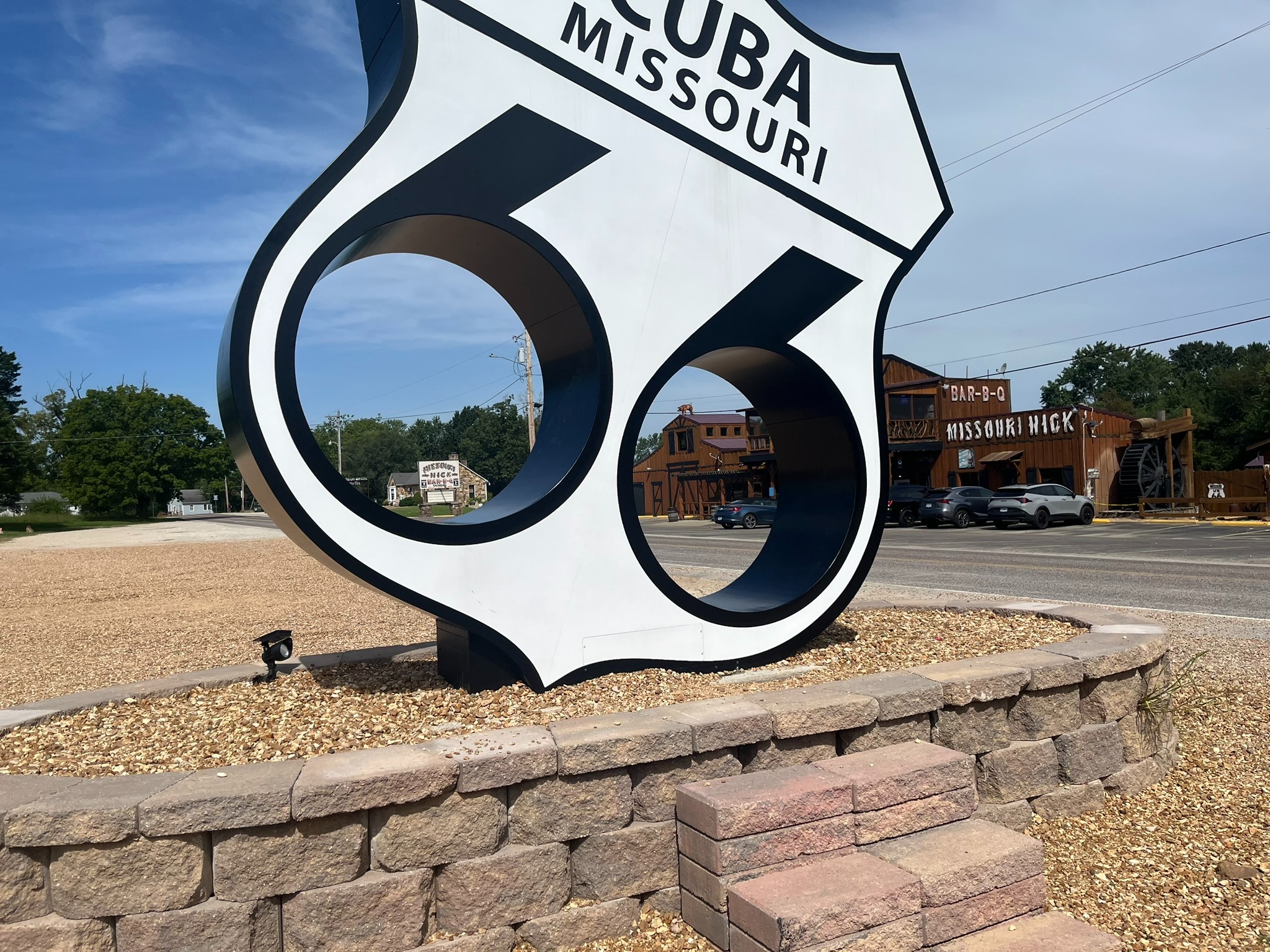 The giant Route 66 shield in Cuba, Missouri