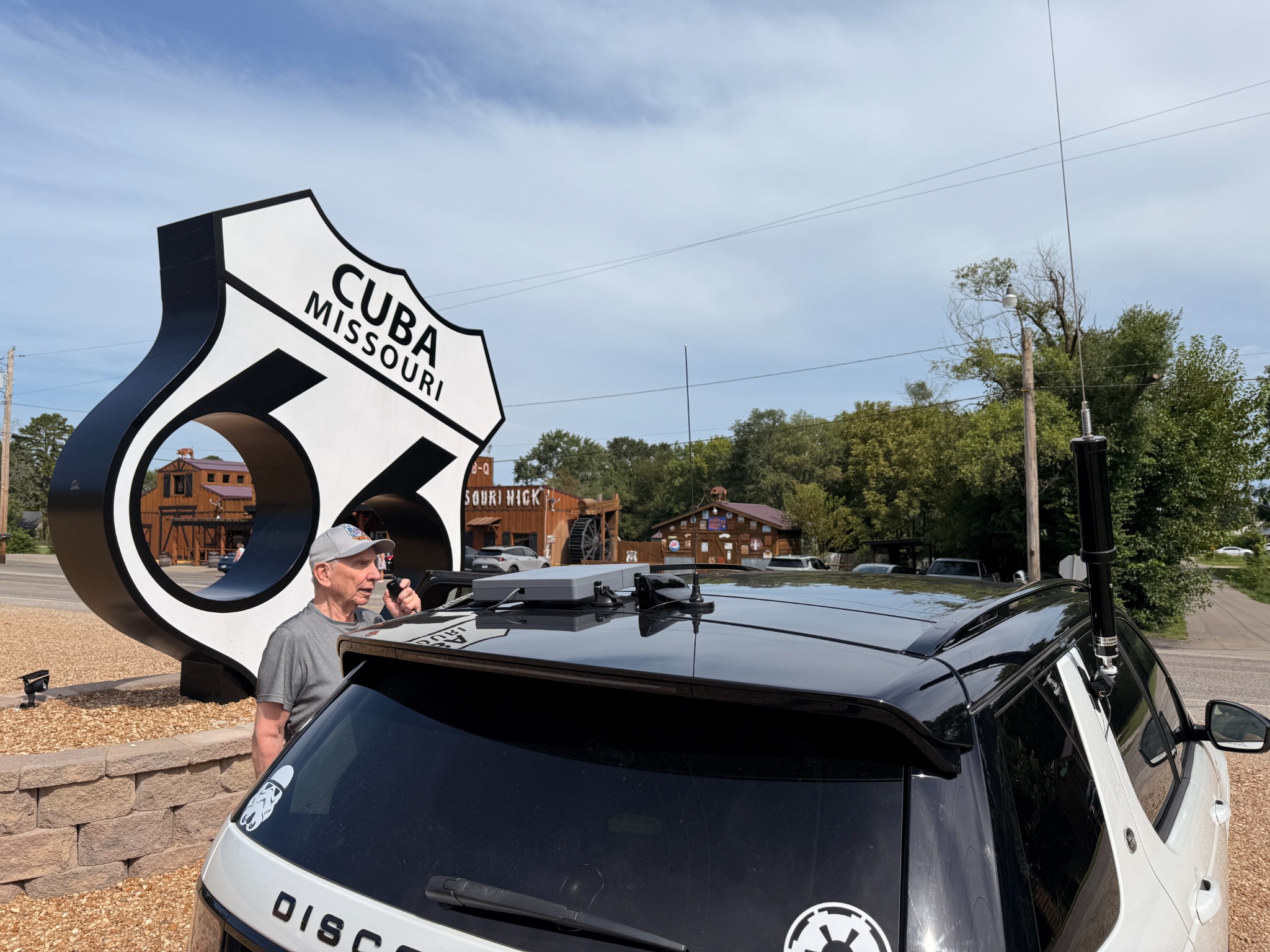 Steve working W6R beside the Cuba Route 66 shield