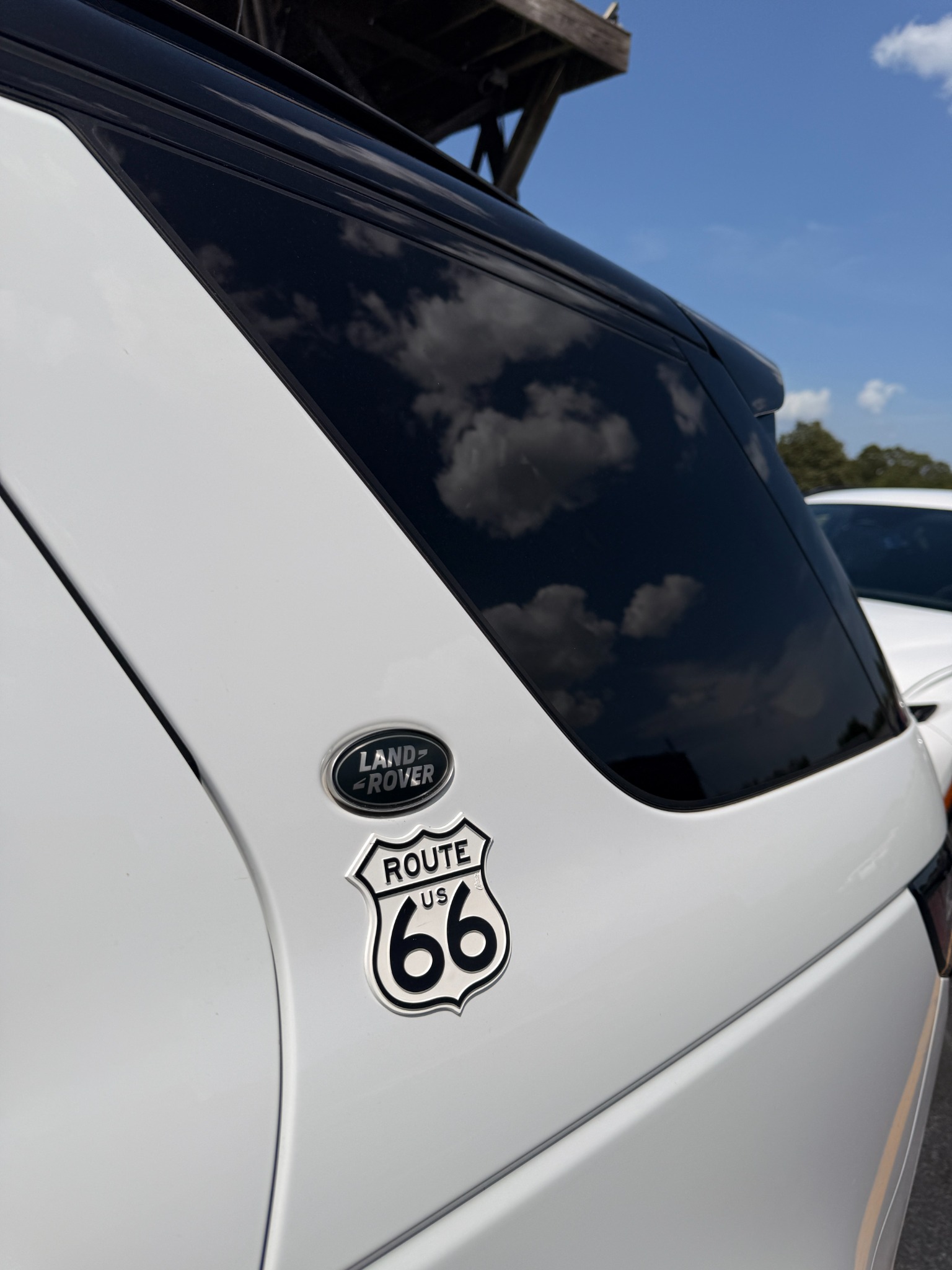 The expedition vehicle proudly wearing its Route 66 badge