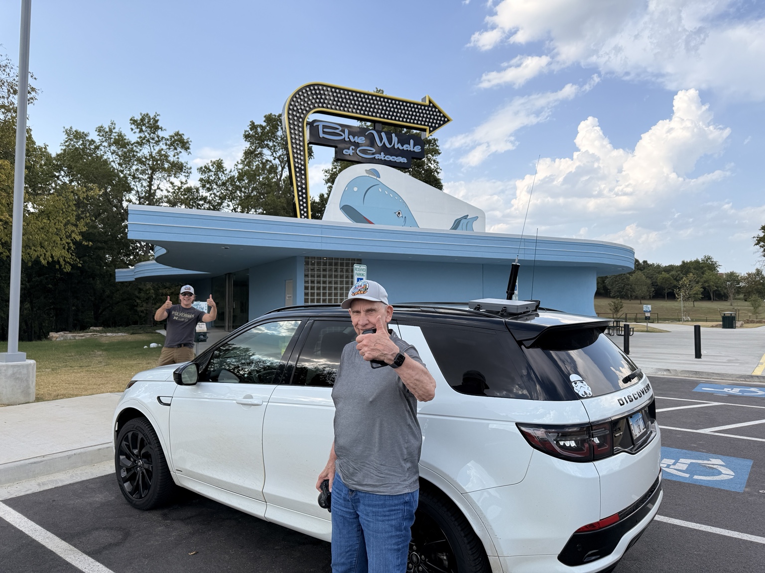 Steve and Todd with the expedition vehicle at the Blue Whale