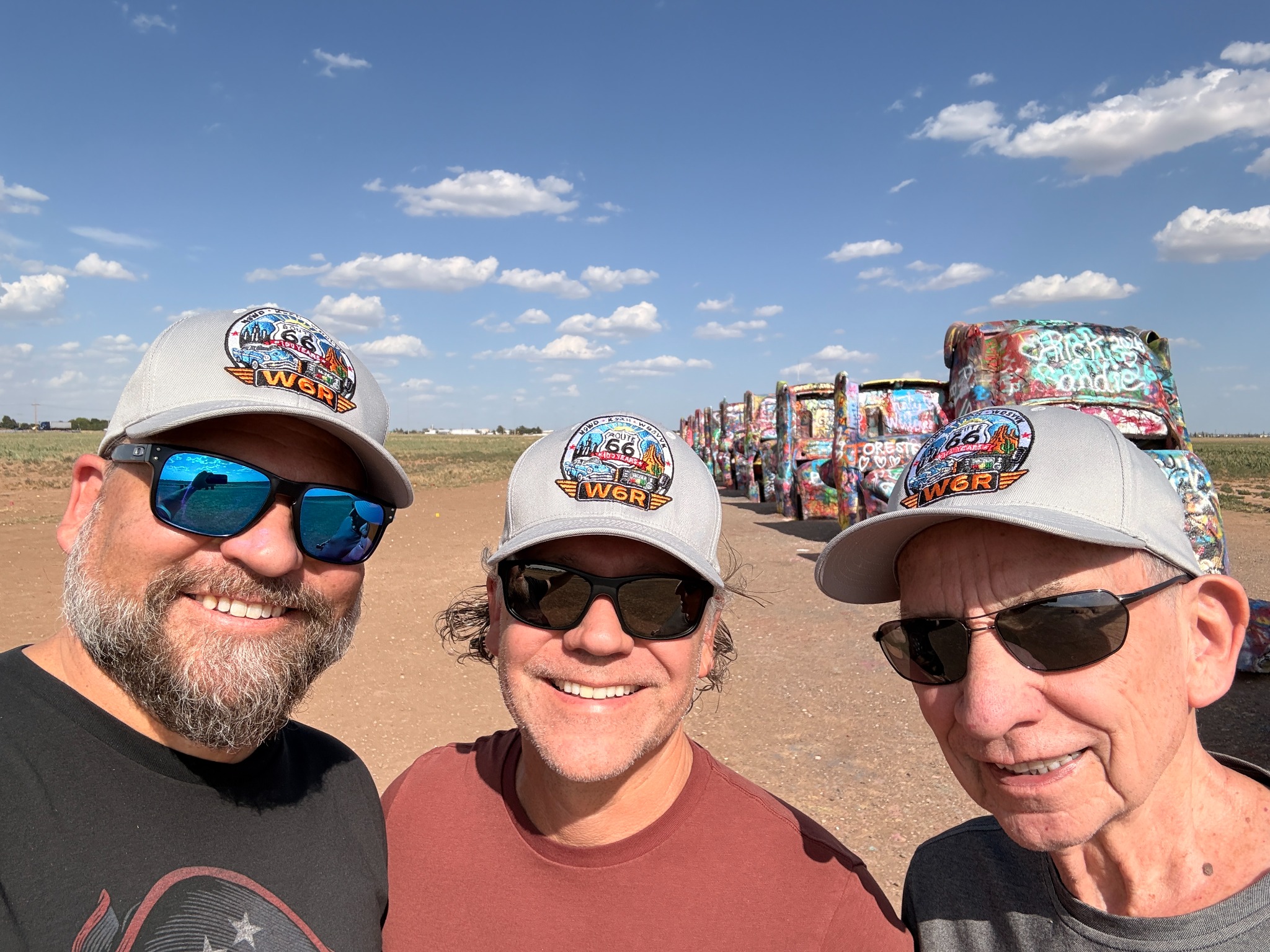 A team selfie at Cadillac Ranch.