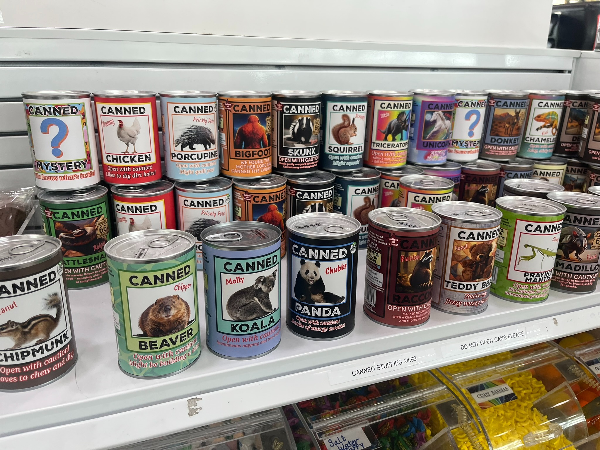 Playful canned souvenirs along Route 66.