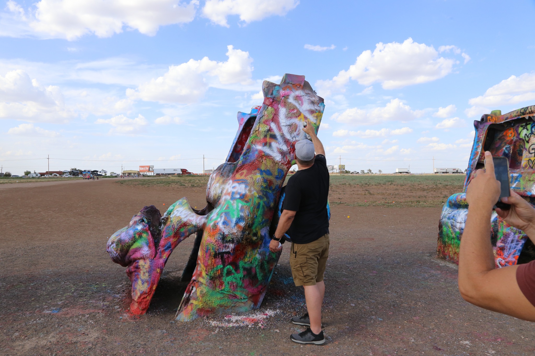 Painting W6R at Cadillac Ranch.