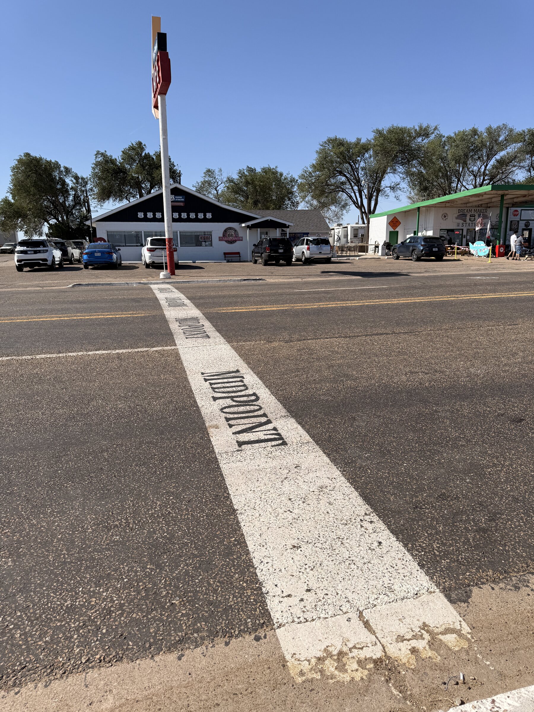 The midpoint line stretching toward the café and gift shop.