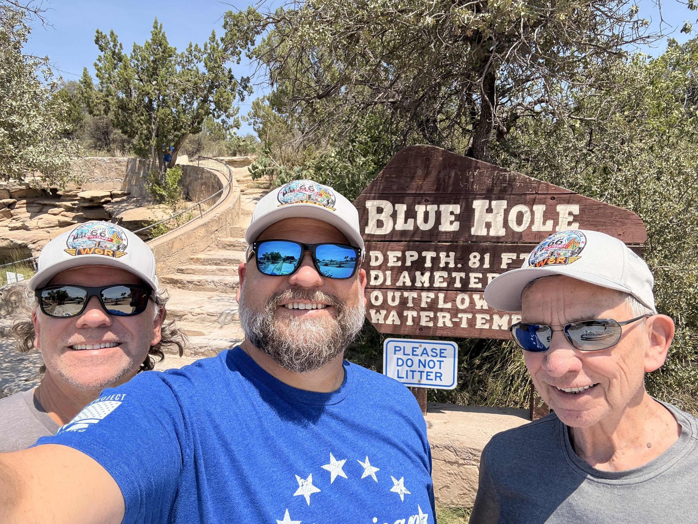 A crew selfie at Santa Rosa’s 81-foot-deep Blue Hole.