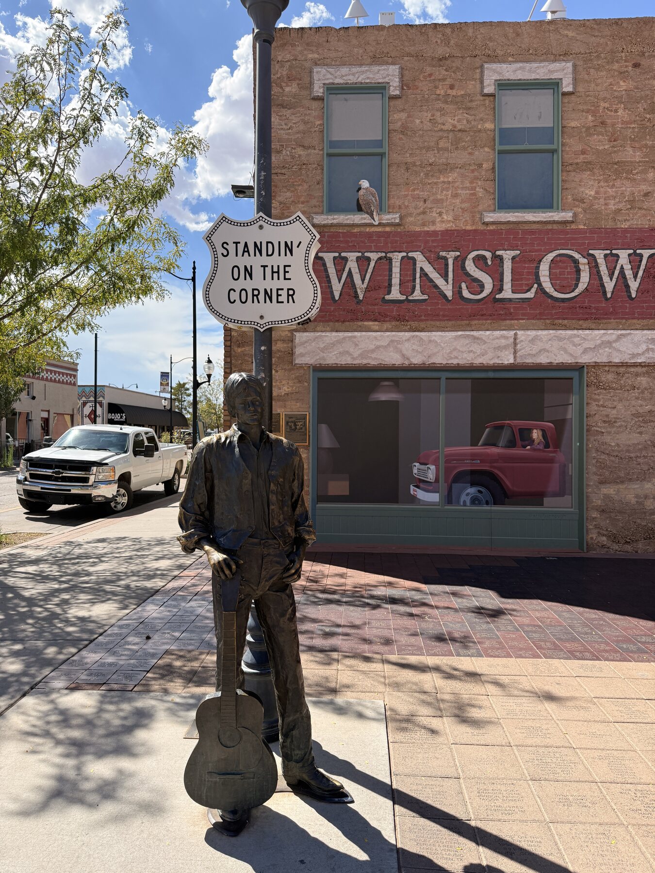 The musician statue at Standin’ on the Corner Park.
