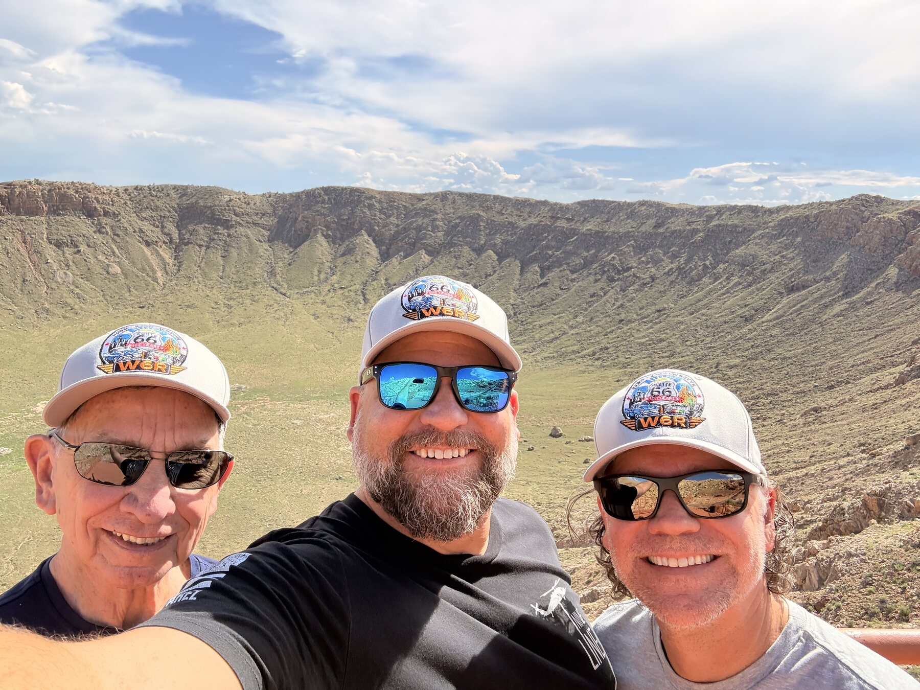 The W6R crew on the rim of Meteor Crater.