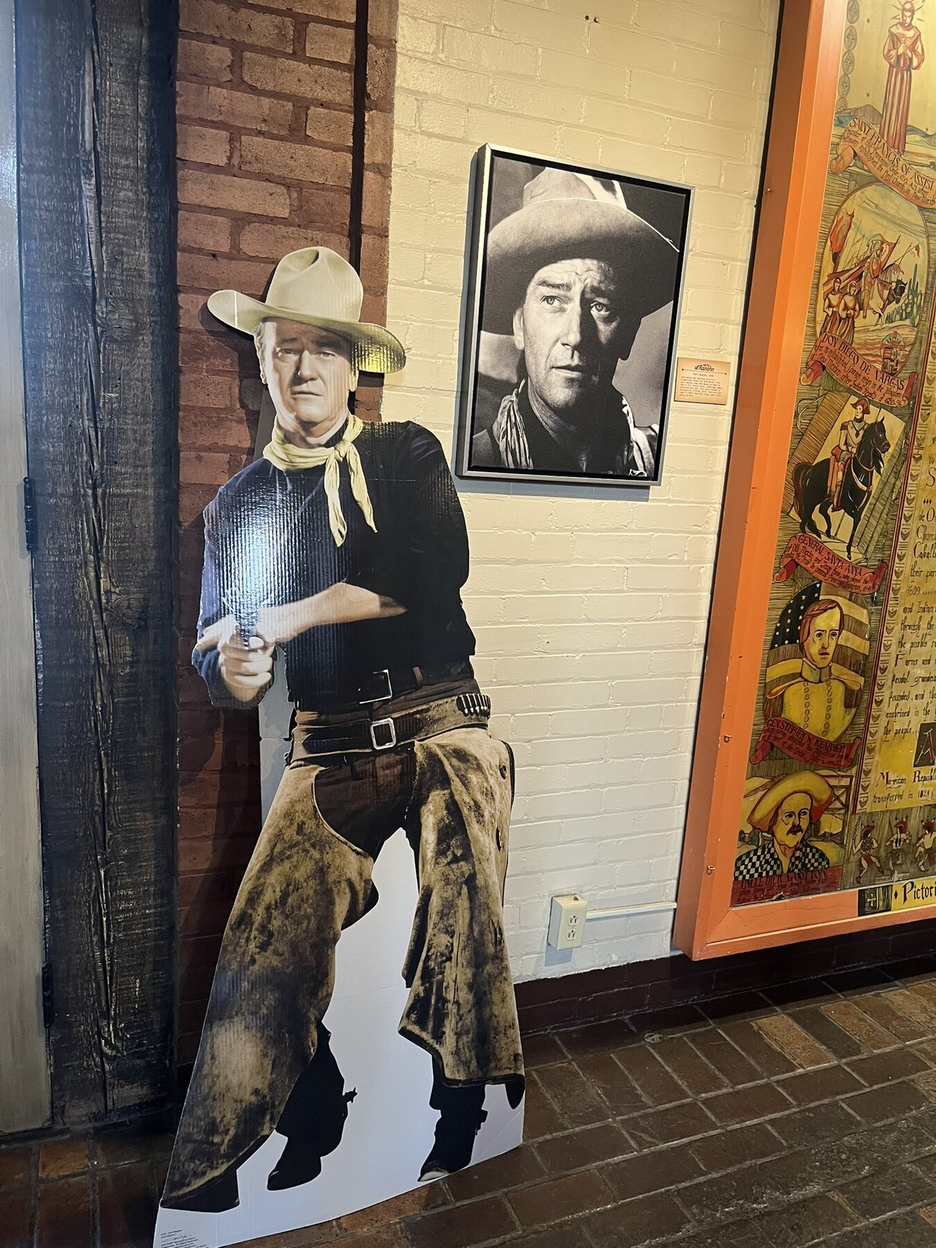 A John Wayne display inside the historic hotel.