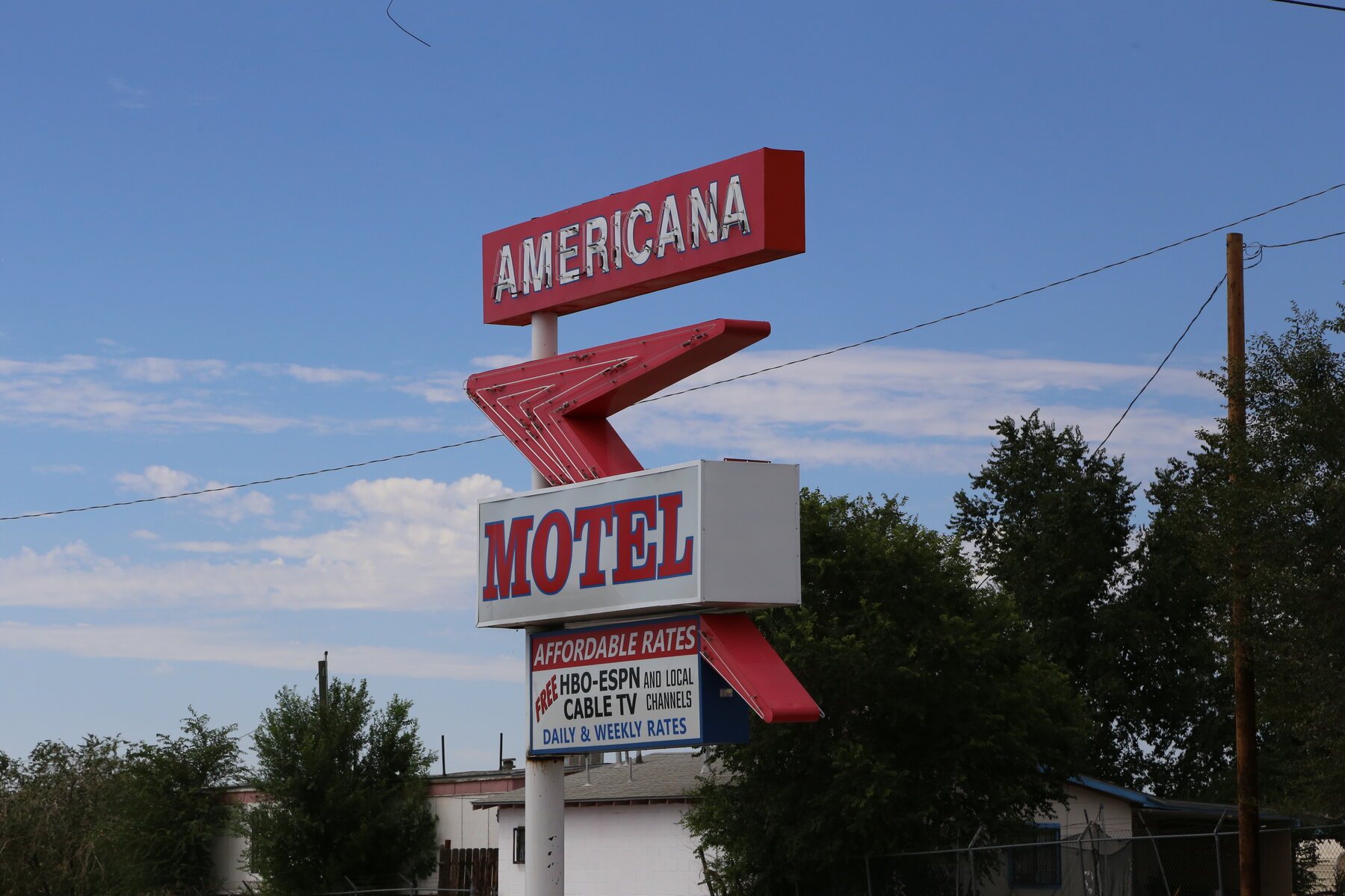 The vintage neon sign at Albuquerque’s Americana Motel.