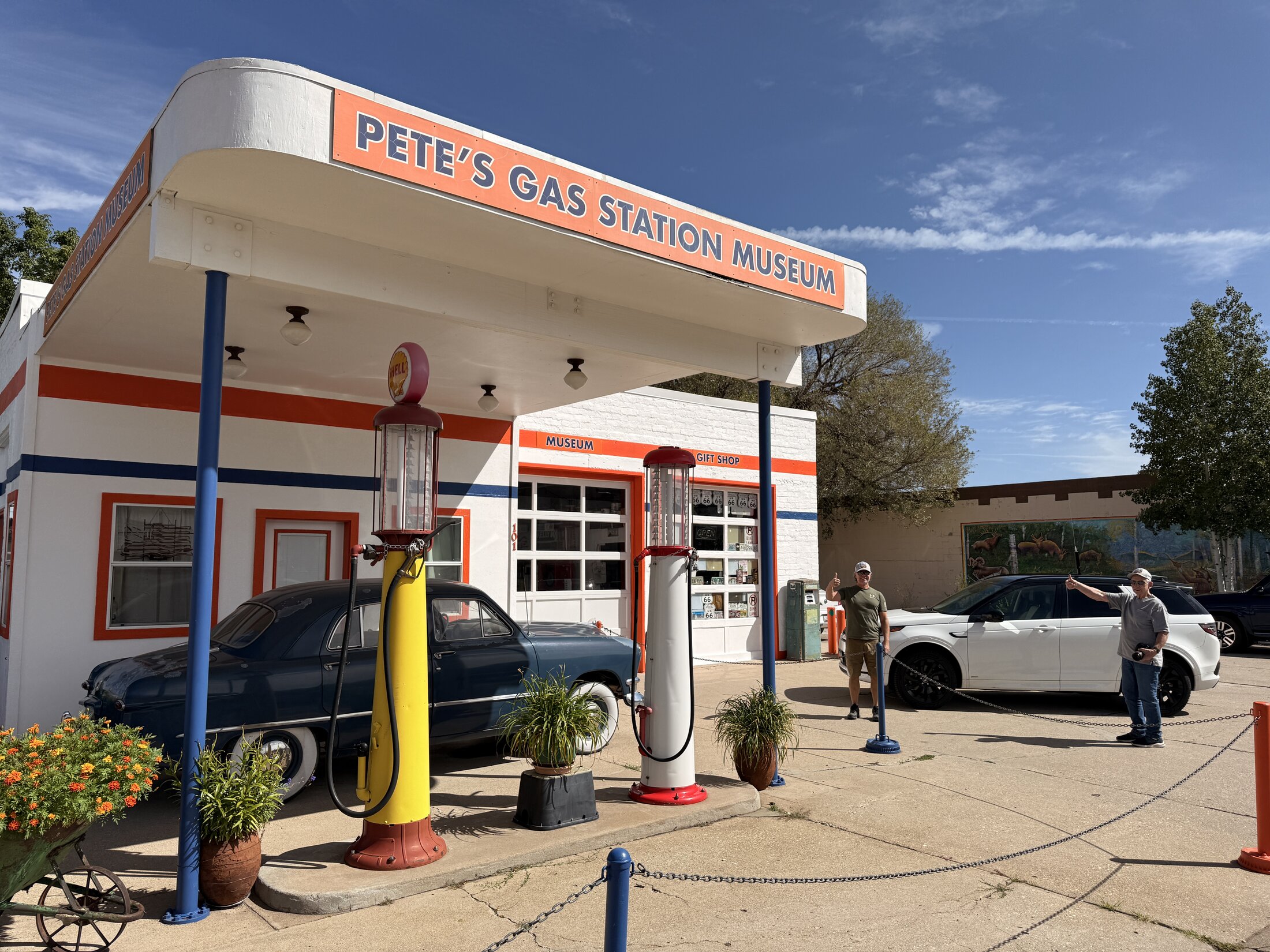 Vintage pumps outside Pete’s Gas Station Museum in Williams.