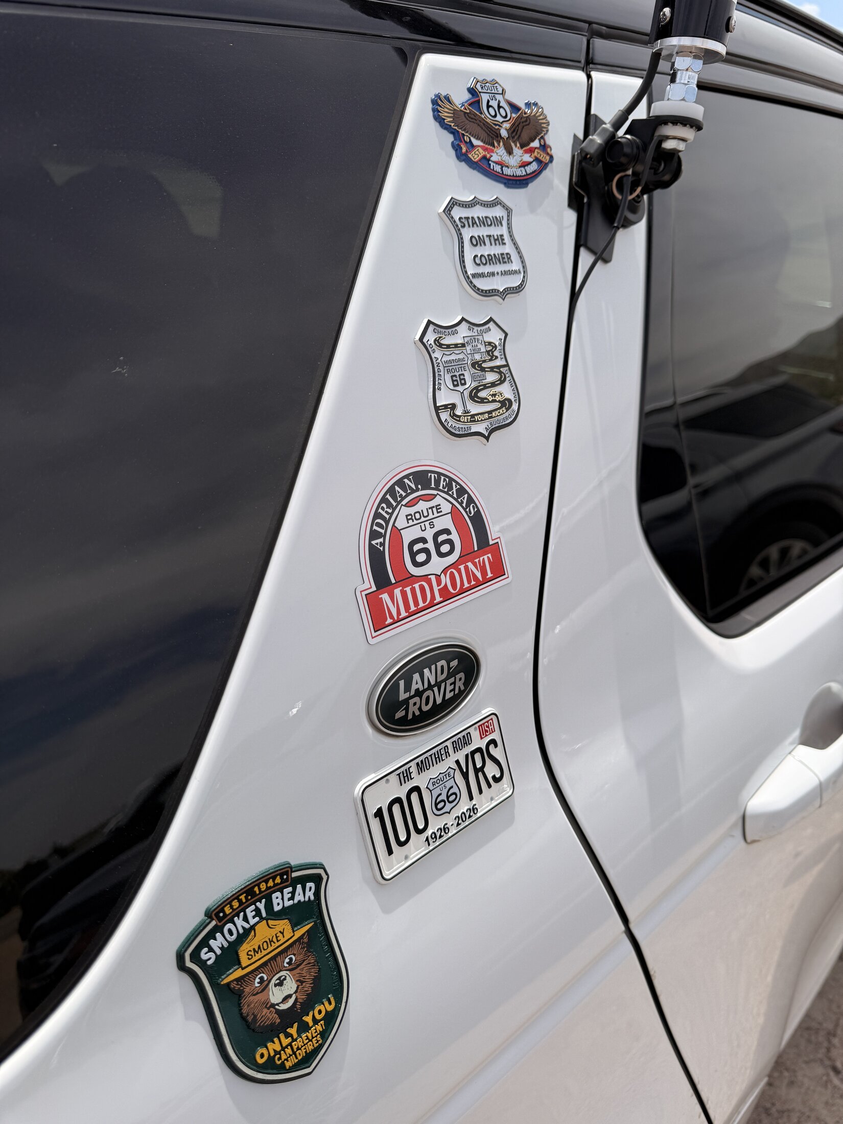 More badges marking memorable stops along the Mother Road.