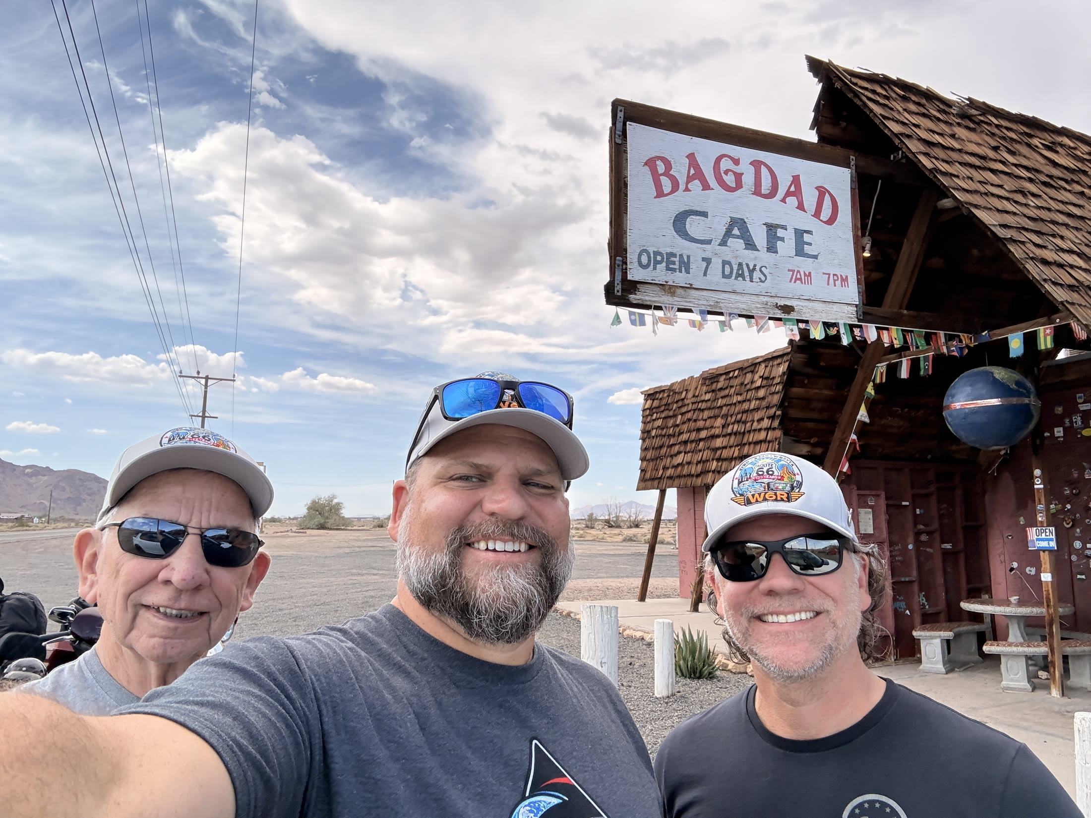 The three of us together outside the Bagdad Café.