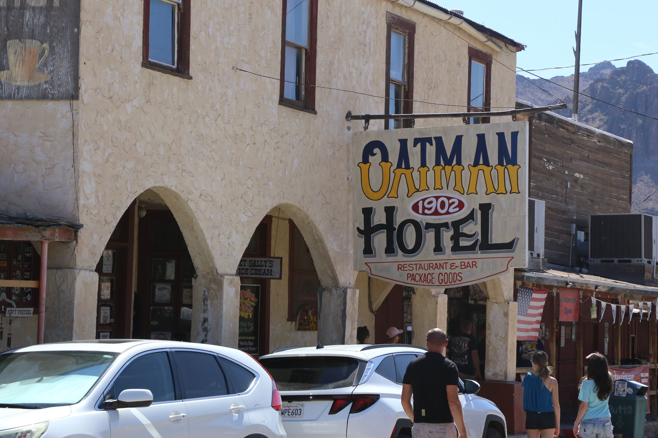 The historic Oatman Hotel in the center of town.