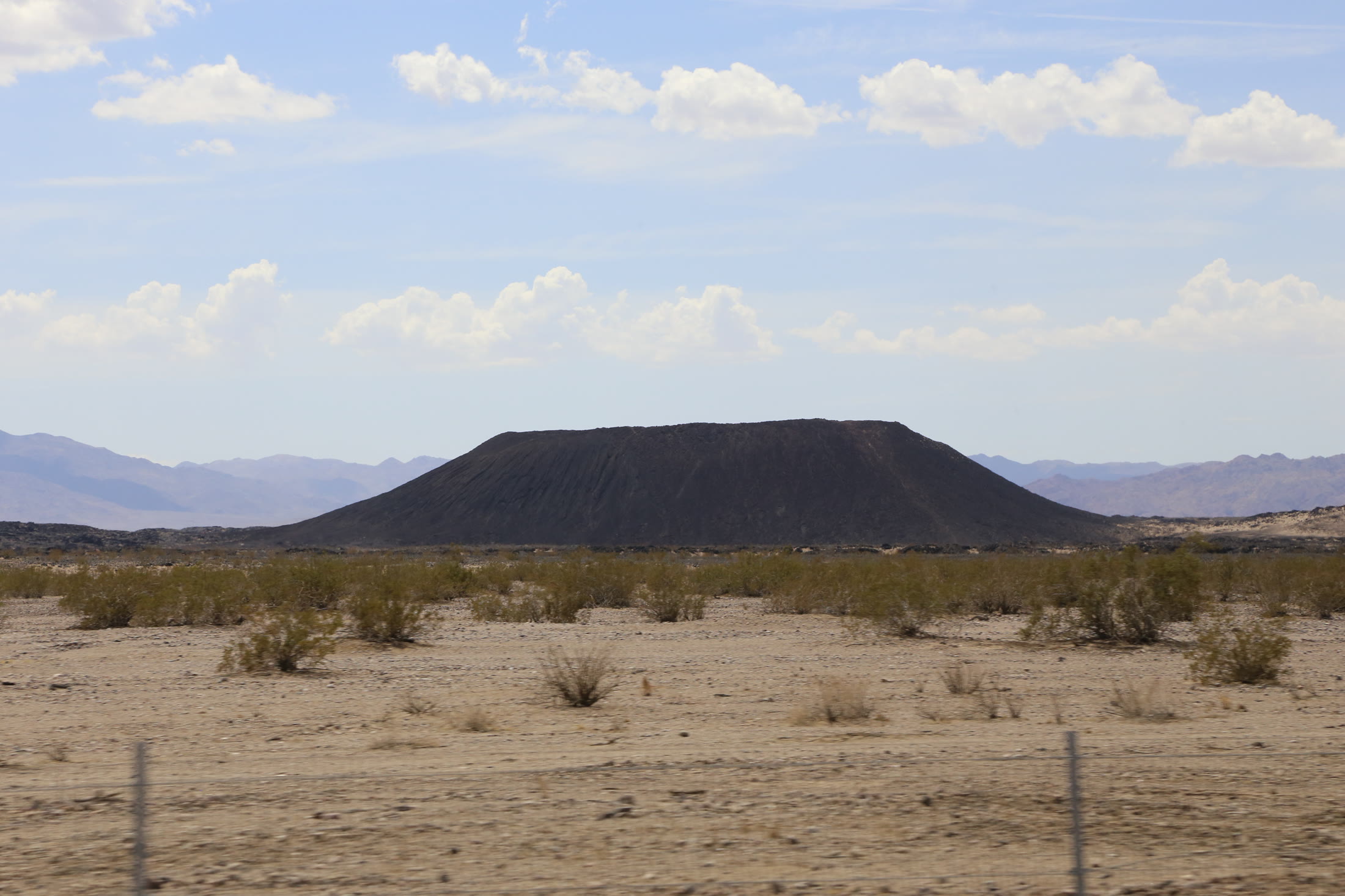Amboy Crater rising from the floor of the Mojave Desert.