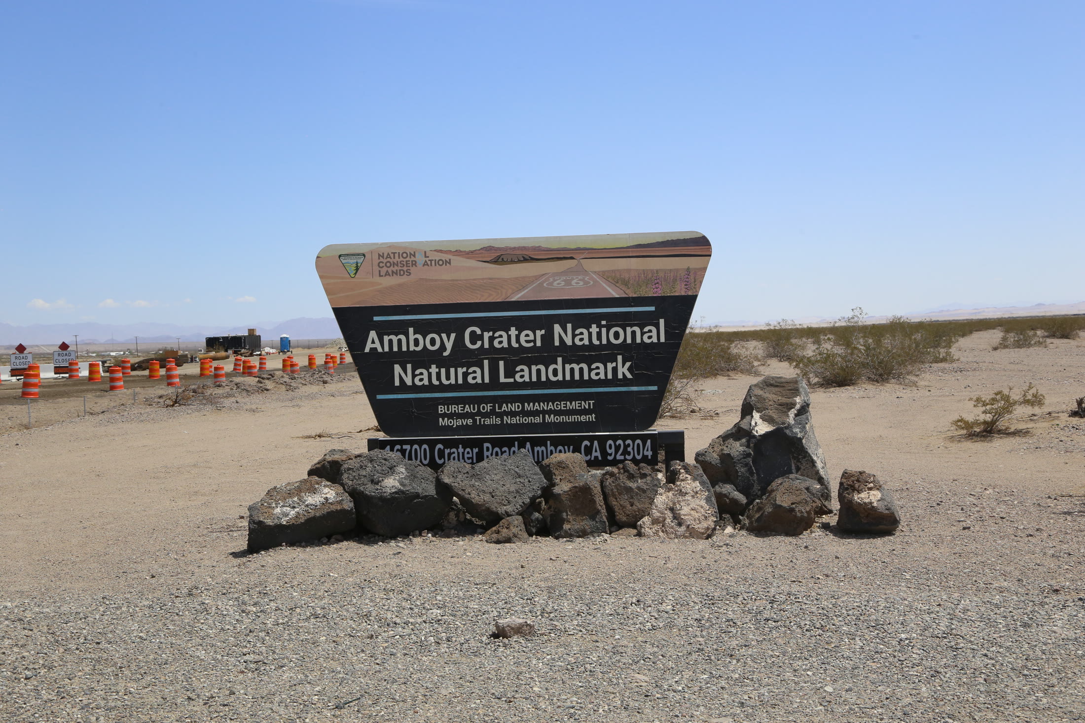 The entrance to Amboy Crater National Natural Landmark.