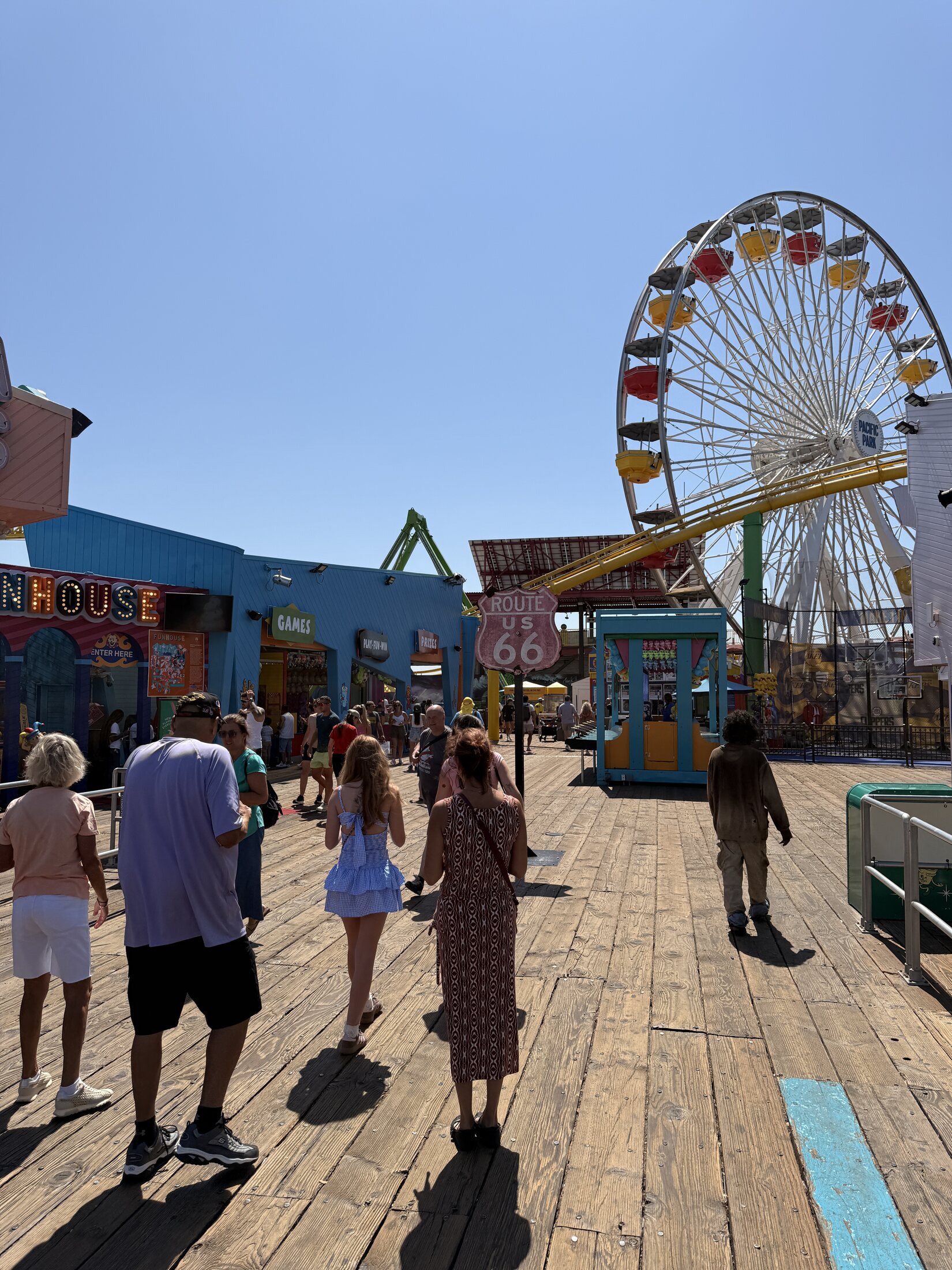The pier’s Ferris wheel rising above the final Route 66 stop.